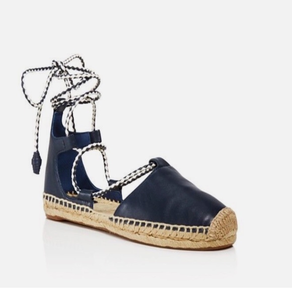 Tory Burch Shoes - *SOLD* - Tory Burch Positano Lace-Up Flat Espadrilles - Bright Navy - Size…